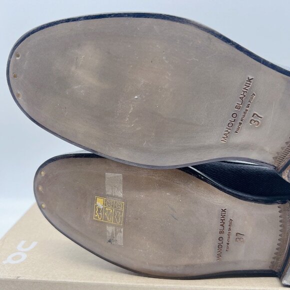 Manolo Blahnik Dineguardo Women’s Flats Loafers Blue Denim EU 37 US 7 - Picture 10 of 11